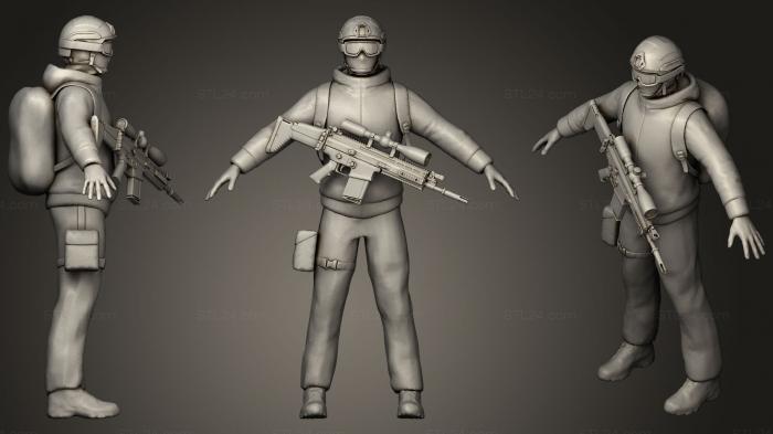 Статуэтки военные (Зимний солдат, STKW_0245) 3D модель для ЧПУ станка